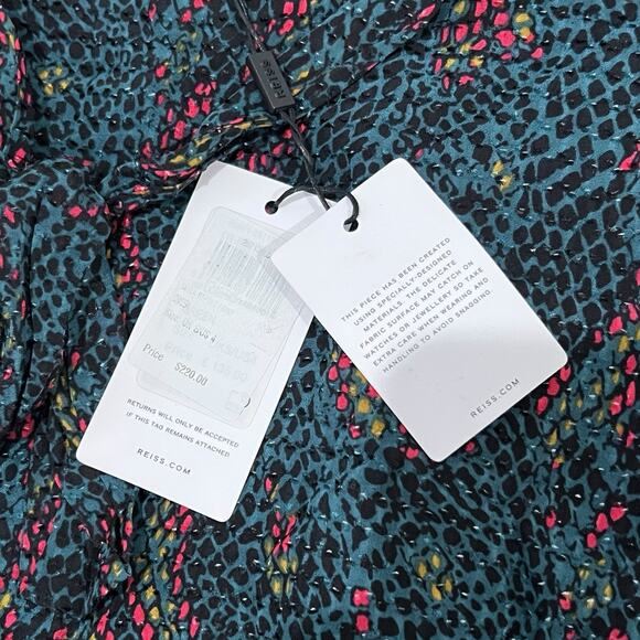NWT Reiss Skyla Reptile Print Wrap Mini Skirt Womens Size 4 Green Lined $220 - Picture 5 of 8